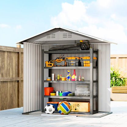 6.5x3.5ft Metal Garden Storage Shed, Double Sliding Doors, Light Grey Sheds at Gallery Canada