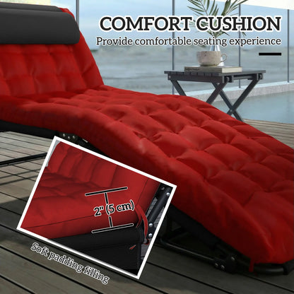 Folding Lounge Chair, 4-Level Reclining Back, Wine Red Lounger Chairs at Gallery Canada