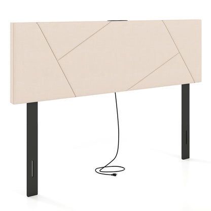Full Size Bed Headboard, Queen Geometric Upholstered, Beige Headboards Beige at Gallery Canada