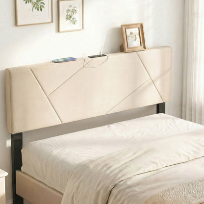 Full Size Bed Headboard, Queen Geometric Upholstered, Beige Headboards at Gallery Canada