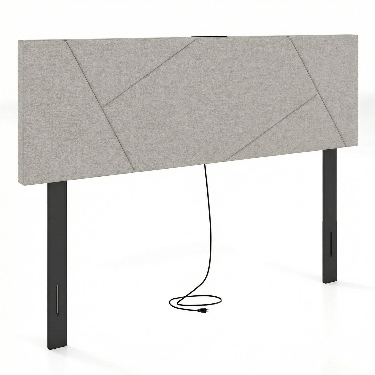 Full Size Queen Geometric Upholstered Headboard, Gray Headboards at Gallery Canada