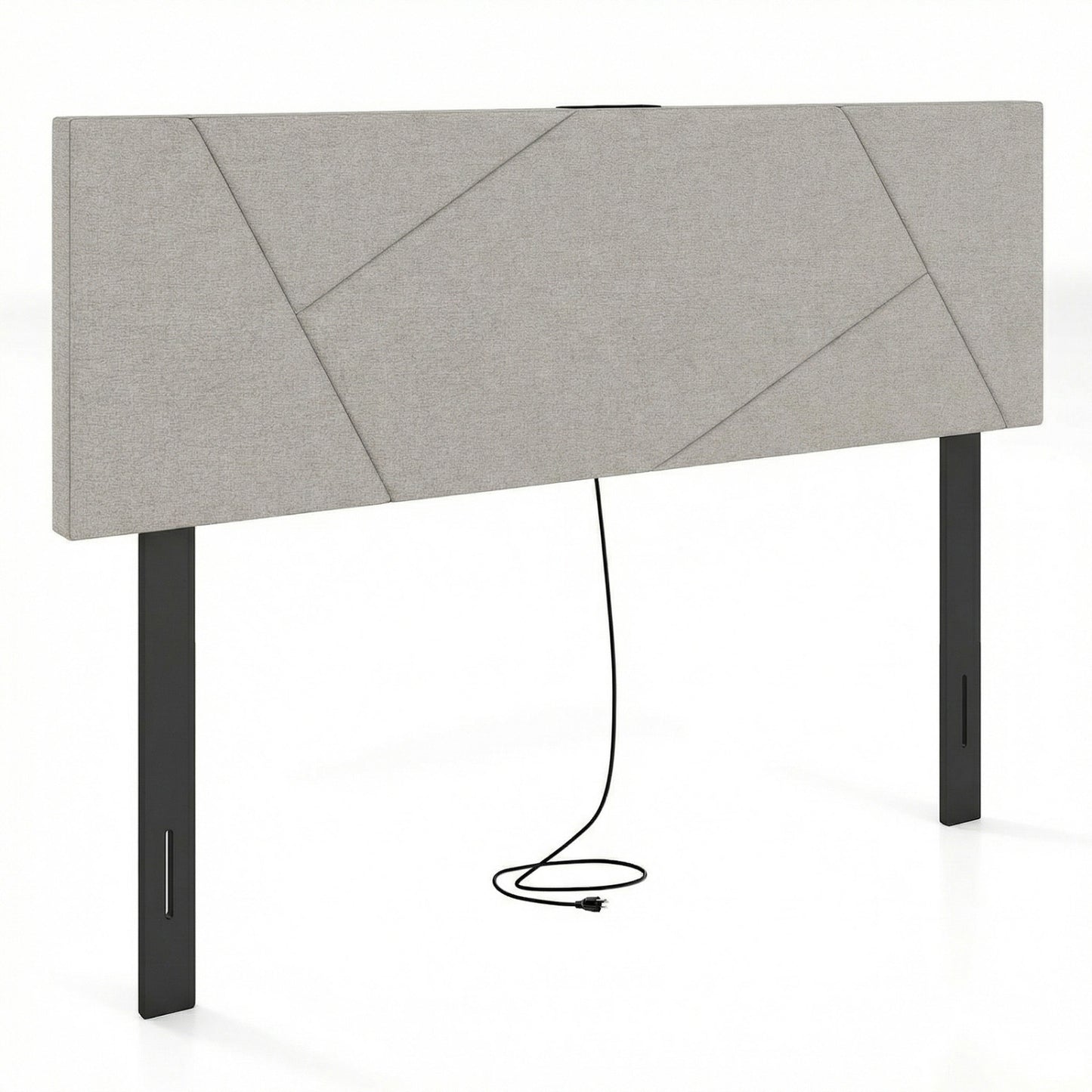 Full Size Queen Geometric Upholstered Headboard, Gray Headboards at Gallery Canada
