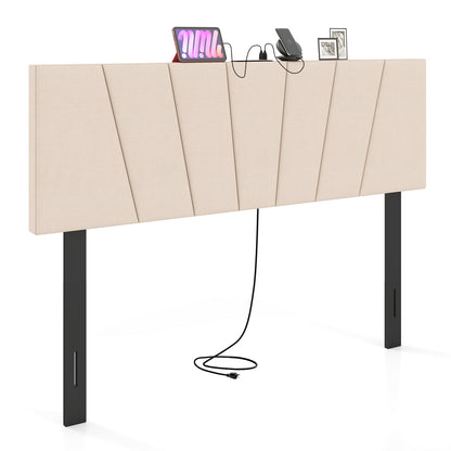 Geometric Upholstered Headboard, Queen Full Size, Beige Headboards at Gallery Canada