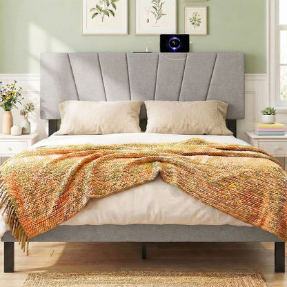 Headboard for Queen and Full Size Bed Geometric Upholstered Head Board, Gray Headboards at Gallery Canada