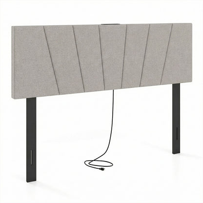 Headboard for Queen and Full Size Bed Geometric Upholstered Head Board, Gray Headboards at Gallery Canada