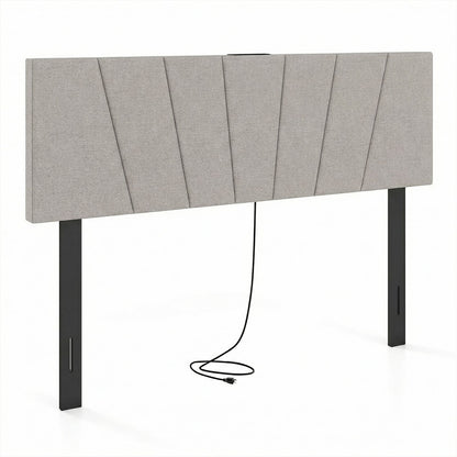 Headboard for Queen and Full Size Bed Geometric Upholstered Head Board, Gray Headboards at Gallery Canada