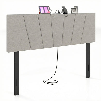 Headboard for Queen and Full Size Bed Geometric Upholstered Head Board, Gray Headboards at Gallery Canada