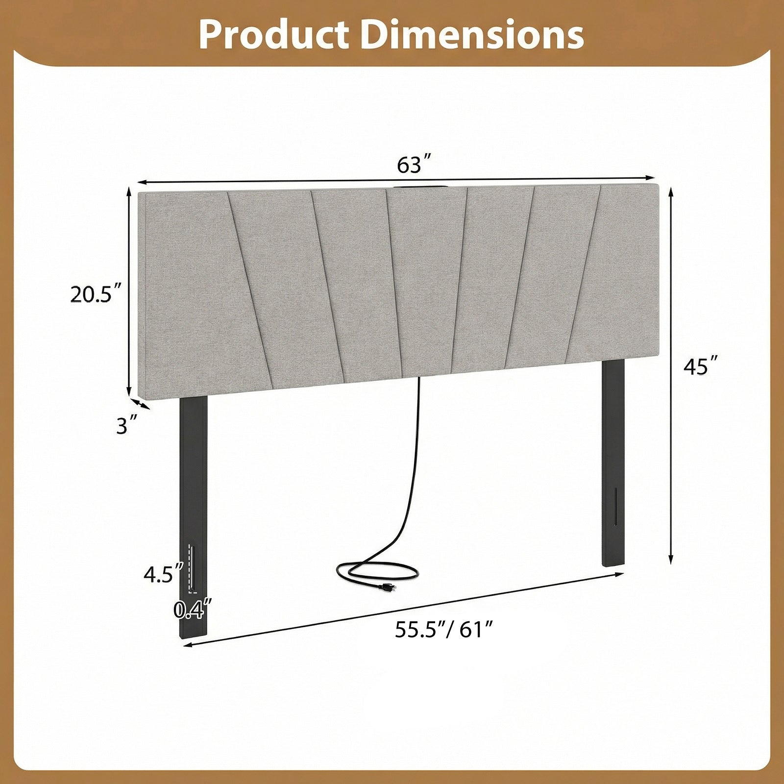 Headboard for Queen and Full Size Bed Geometric Upholstered Head Board, Gray Headboards at Gallery Canada