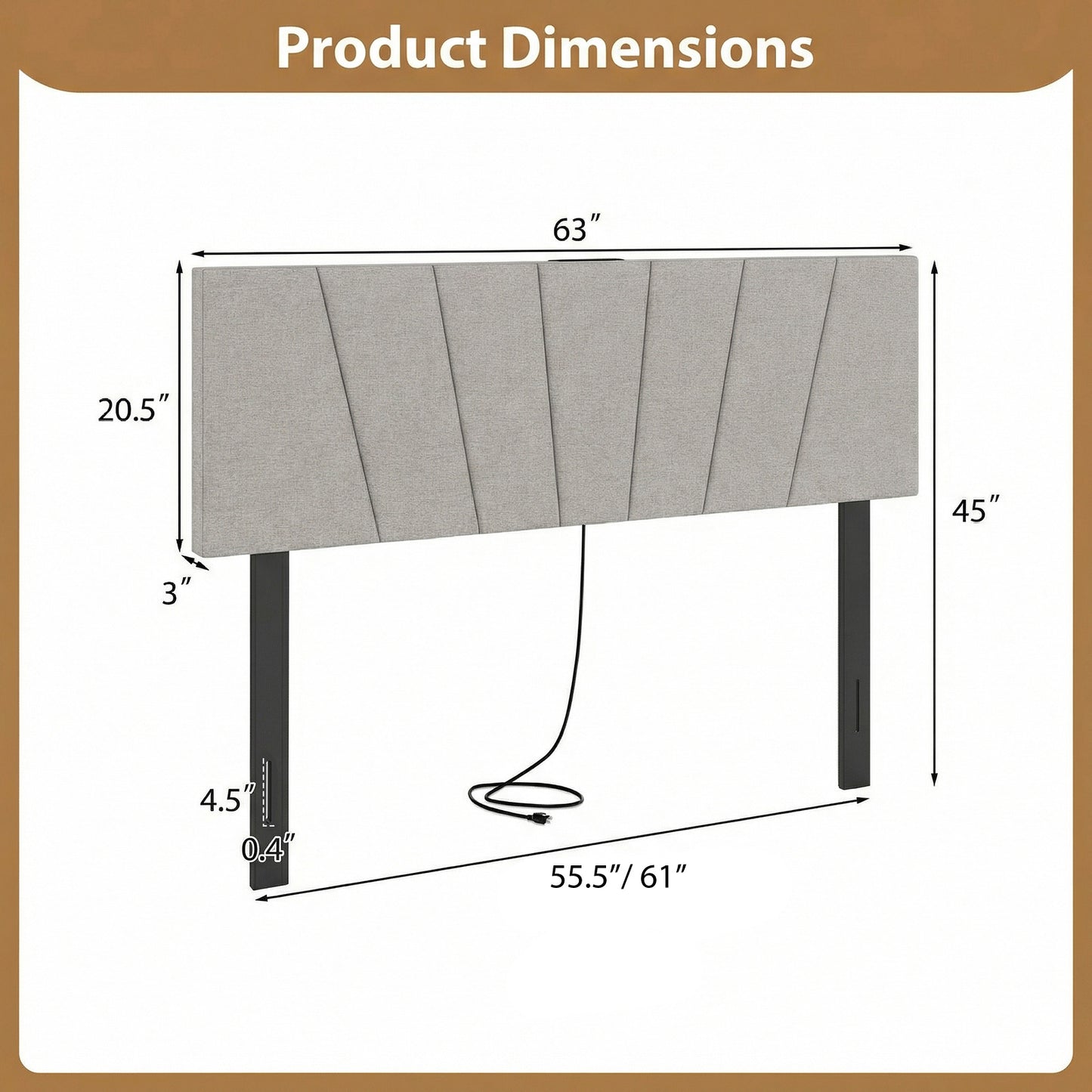 Headboard for Queen and Full Size Bed Geometric Upholstered Head Board, Gray Headboards at Gallery Canada