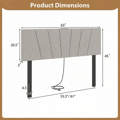 Headboard for Queen and Full Size Bed Geometric Upholstered Head Board, Gray Headboards at Gallery Canada