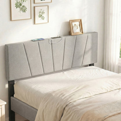 Headboard for Queen and Full Size Bed Geometric Upholstered Head Board, Gray Headboards at Gallery Canada