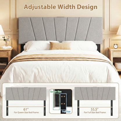 Headboard for Queen and Full Size Bed Geometric Upholstered Head Board, Gray Headboards at Gallery Canada