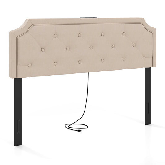 Tufted Upholstered Headboard, Queen and Full Size, Beige Headboards Beige at Gallery Canada