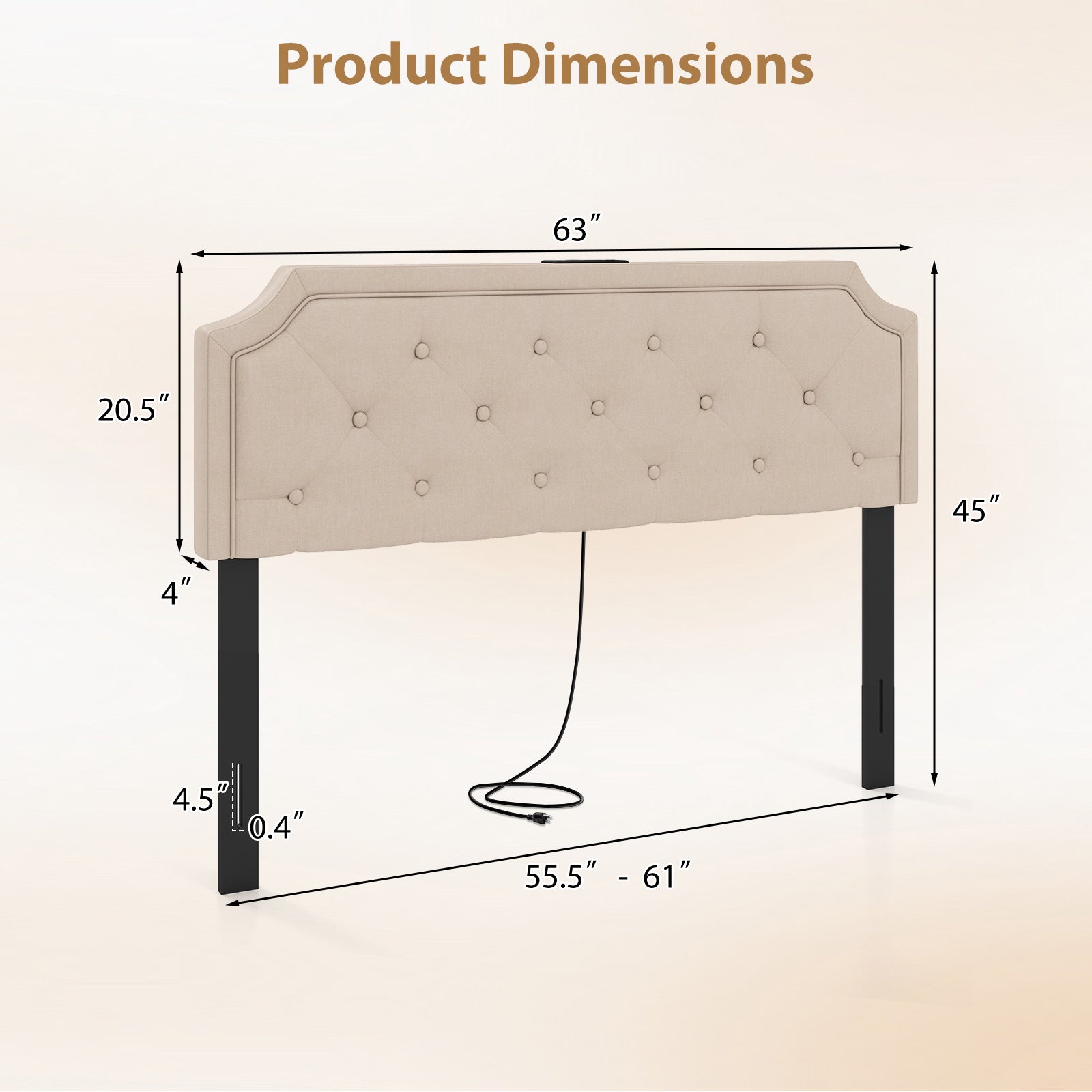 Tufted Upholstered Headboard, Queen and Full Size, Beige Headboards at Gallery Canada