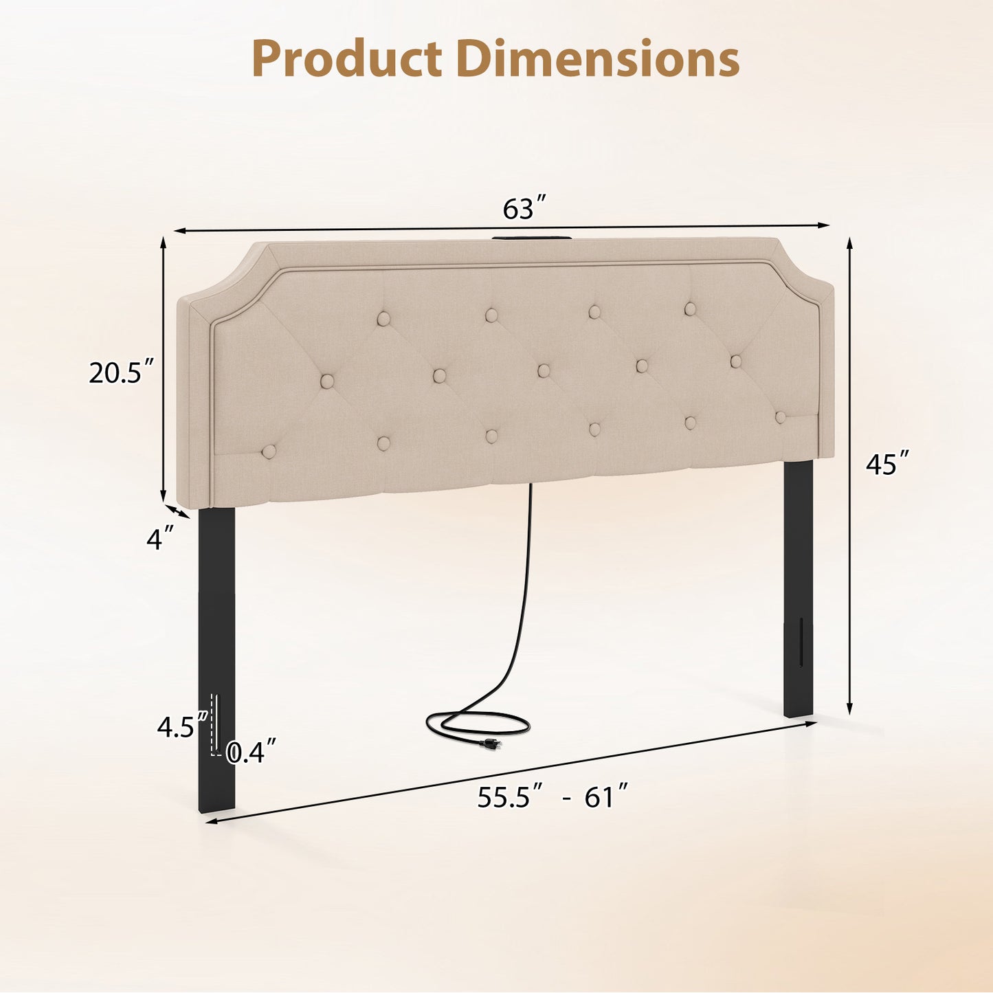 Tufted Upholstered Headboard, Queen and Full Size, Beige Headboards at Gallery Canada