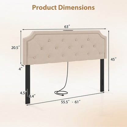 Tufted Upholstered Headboard, Queen and Full Size, Beige Headboards at Gallery Canada