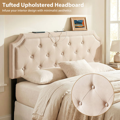 Tufted Upholstered Headboard, Queen and Full Size, Beige Headboards at Gallery Canada