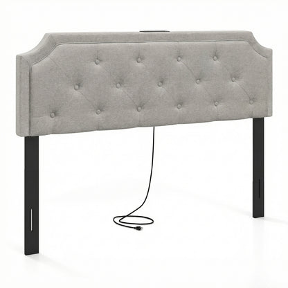 Tufted Upholstered Headboard, Queen Full Size, Gray Headboards Gray at Gallery Canada