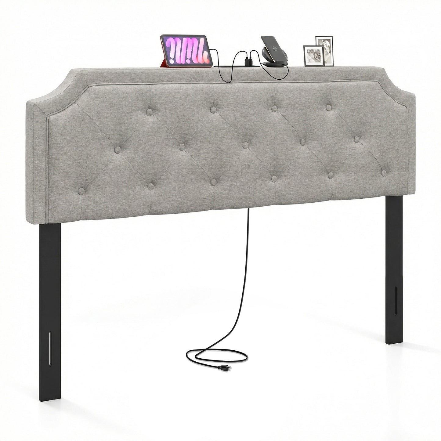 Tufted Upholstered Headboard, Queen Full Size, Gray Headboards at Gallery Canada