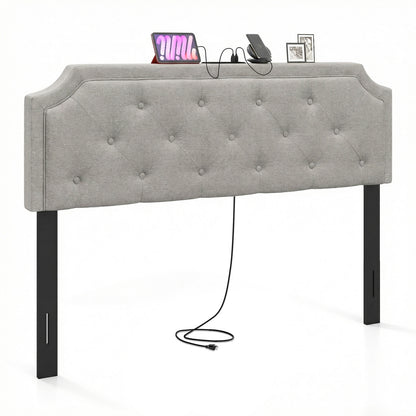 Tufted Upholstered Headboard, Queen Full Size, Gray Headboards at Gallery Canada