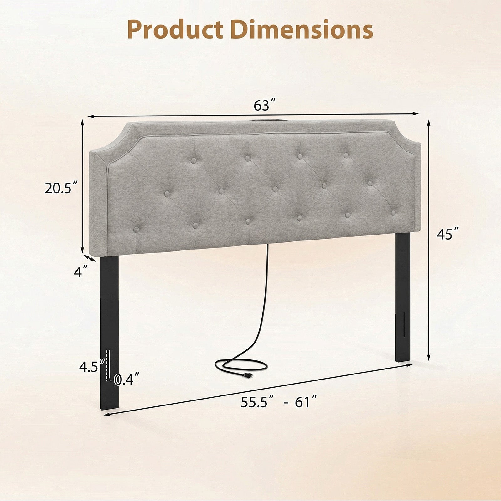 Tufted Upholstered Headboard, Queen Full Size, Gray Headboards at Gallery Canada