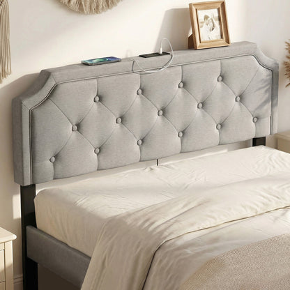 Tufted Upholstered Headboard, Queen Full Size, Gray Headboards at Gallery Canada