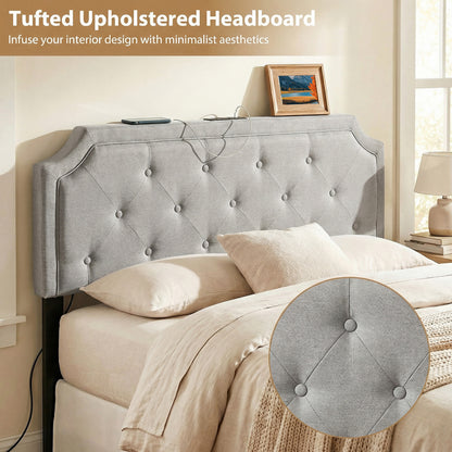 Tufted Upholstered Headboard, Queen Full Size, Gray Headboards at Gallery Canada