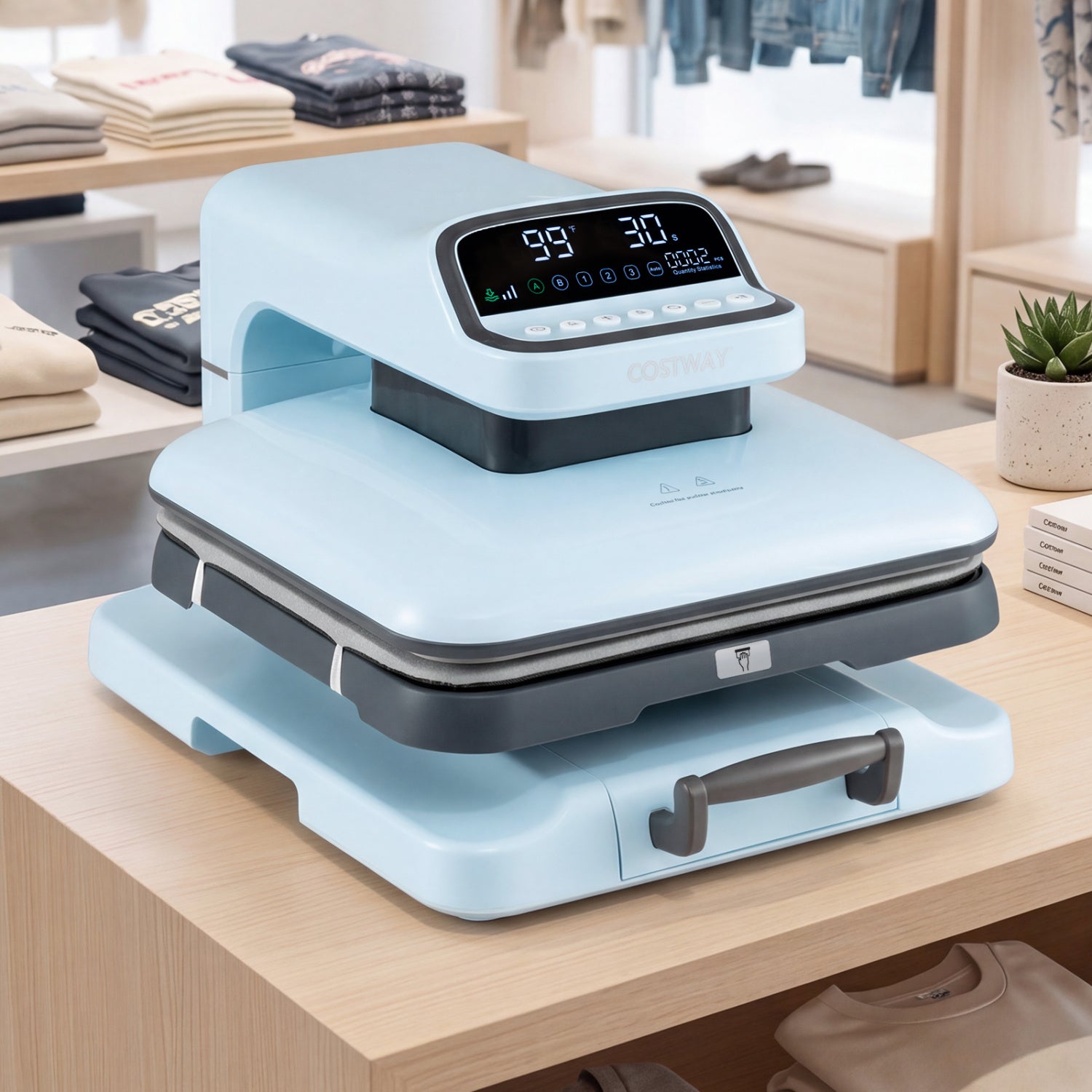 Heat Press Machine with Auto Release for T Shirts, Blue Washers & Dryers at Gallery Canada