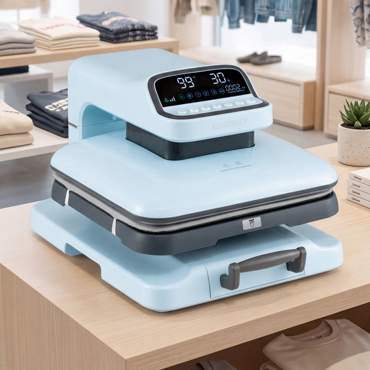 Heat Press Machine with Auto Release for T Shirts, Blue Washers & Dryers Blue at Gallery Canada