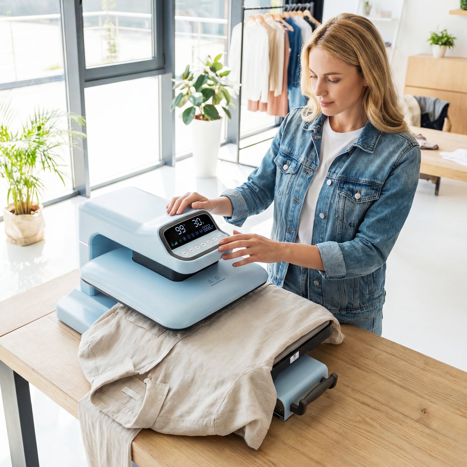 Heat Press Machine with Auto Release for T Shirts, Blue Washers & Dryers at Gallery Canada