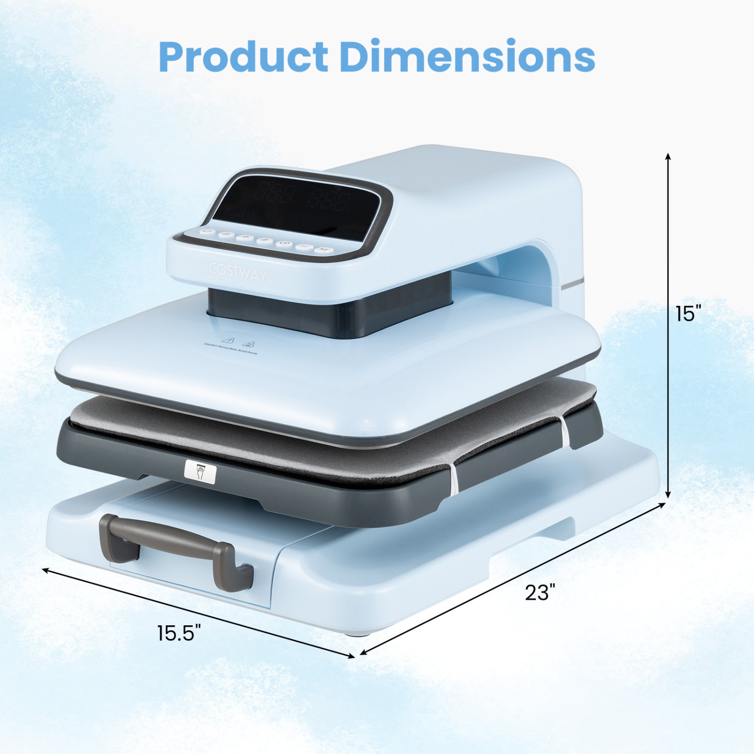 Heat Press Machine with Auto Release for T Shirts, Blue Washers & Dryers at Gallery Canada