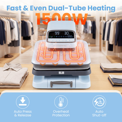 Heat Press Machine with Auto Release for T Shirts, Blue Washers & Dryers at Gallery Canada