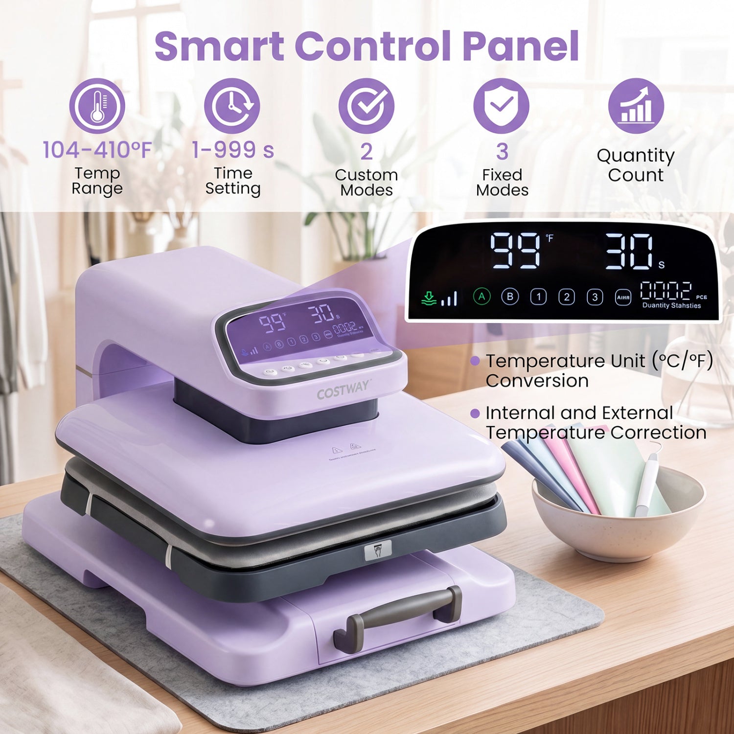 Heat Press Machine with Auto Release for T Shirts, Purple Washers & Dryers at Gallery Canada