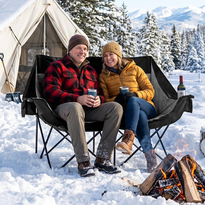 Heated Double Camping Chair, 4 Zones, Black