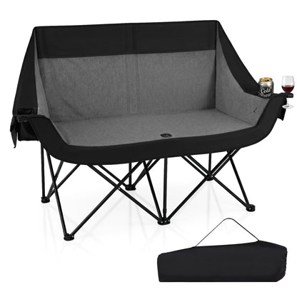Heated Double Camping Chair, 4 Zones, Black