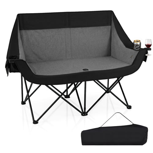Heated Double Camping Chair, 4 Zones, Black