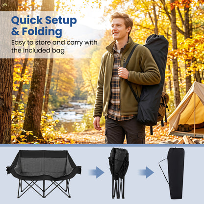Heated Double Camping Chair, 4 Zones, Black
