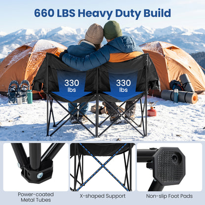 Heated Double Camping Chair, 4 Zones, Black