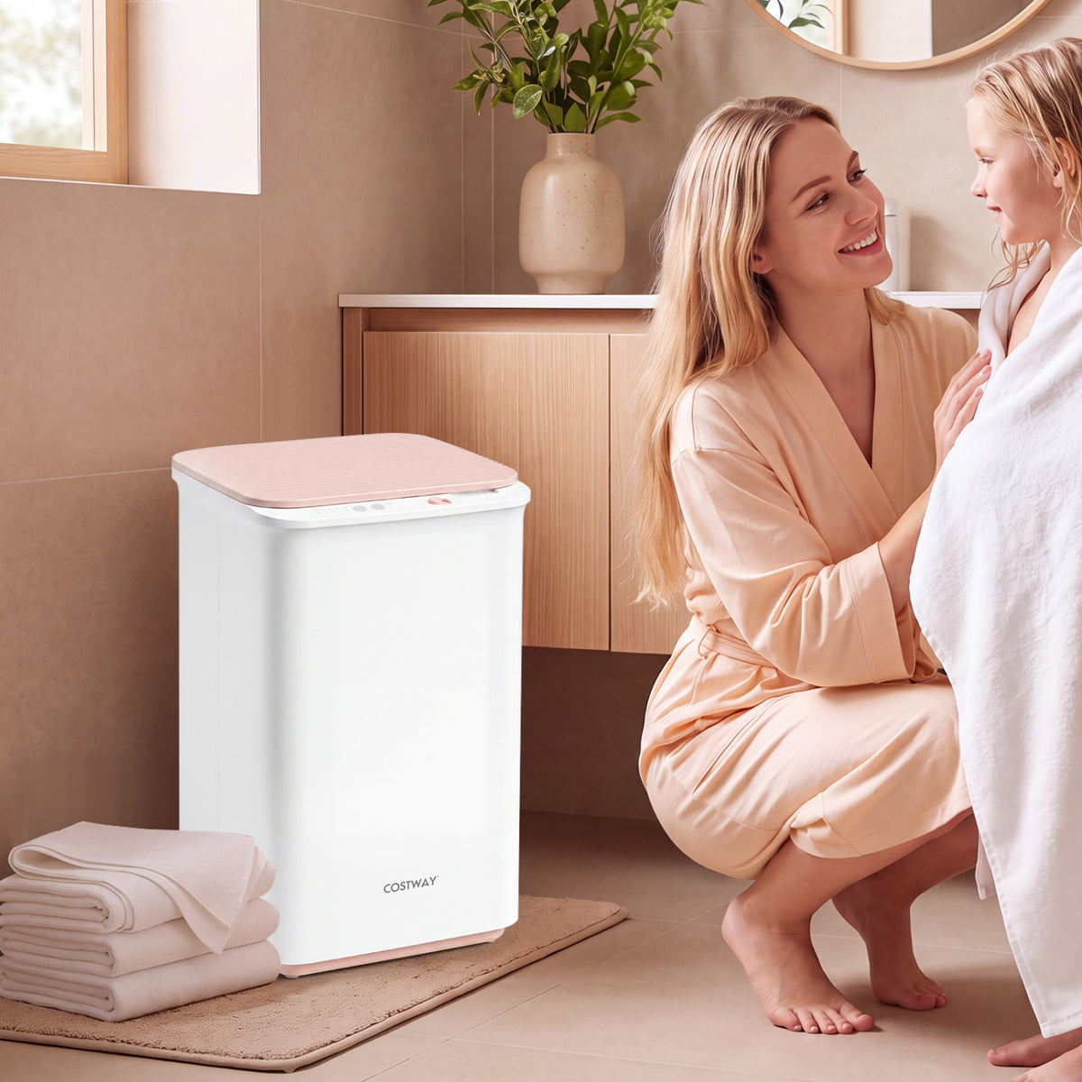 Heated Towel Warmer, 4 Heat Timer, Auto Shut Off, White