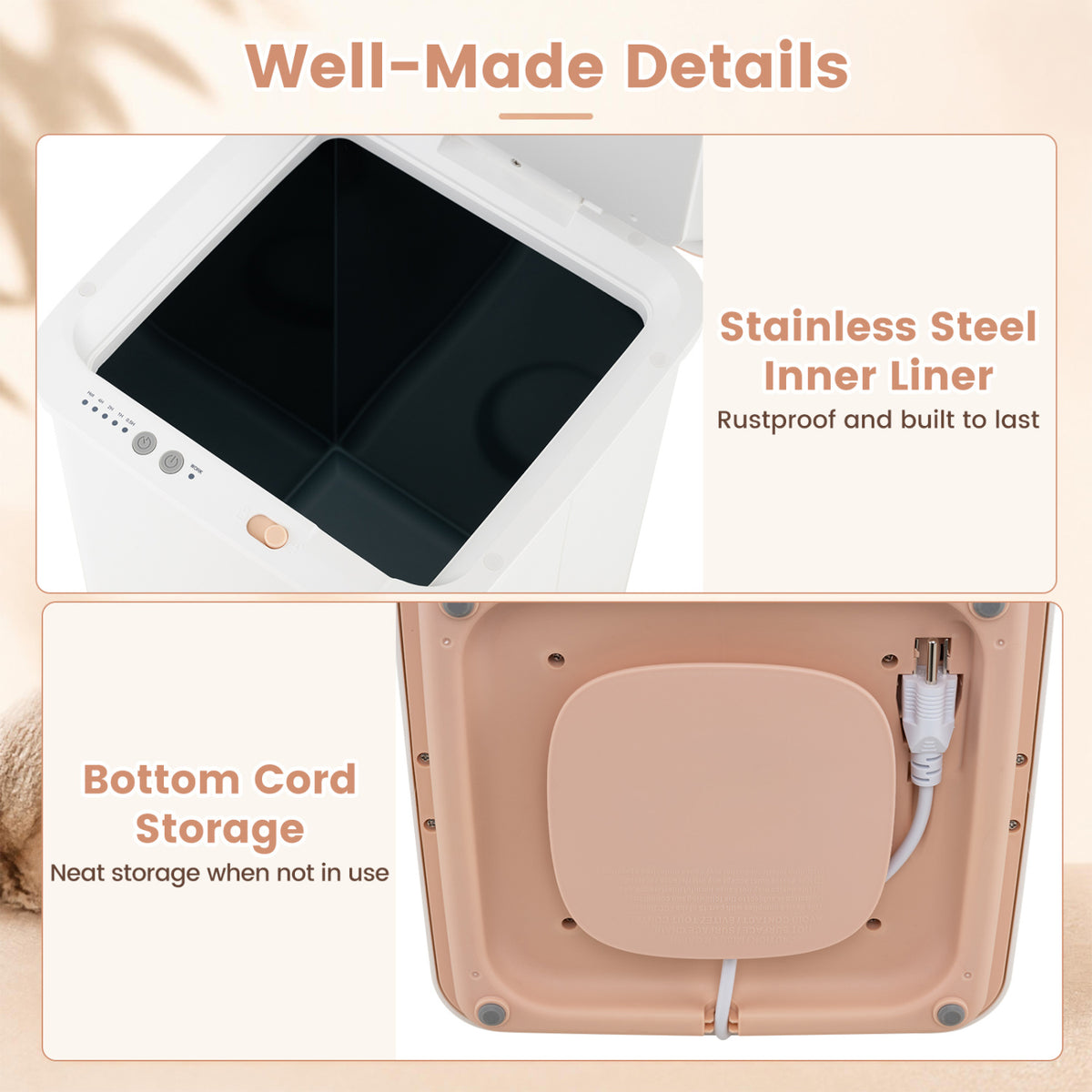Heated Towel Warmer, 4 Heat Timer, Auto Shut Off, White
