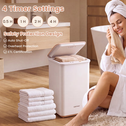 Heated Towel Warmer, 4 Heat Timer, Auto Shut Off, White