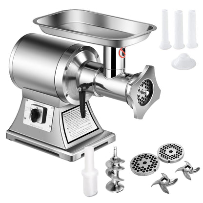 Heavy Duty 1.5HP 1100W 550LB/h Commercial Grade Meat Grinder, Silver Food Grinders & Mills at Gallery Canada