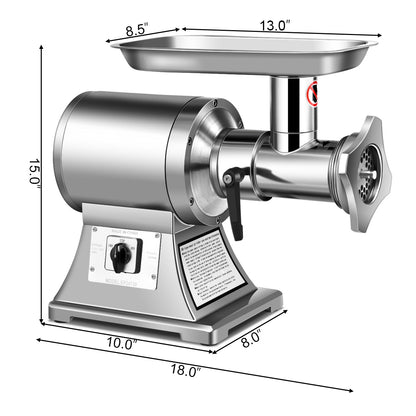 Heavy Duty 1.5HP 1100W 550LB/h Commercial Grade Meat Grinder, Silver Food Grinders & Mills at Gallery Canada