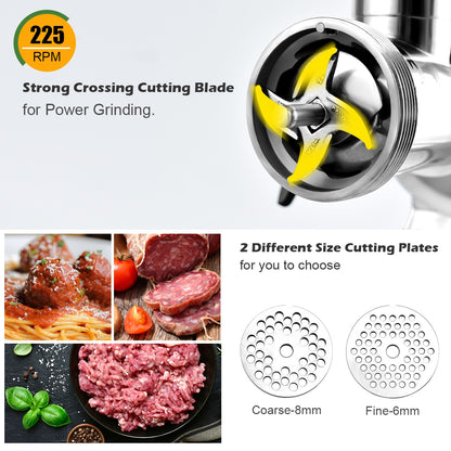 Heavy Duty 1.5HP 1100W 550LB/h Commercial Grade Meat Grinder, Silver Food Grinders & Mills at Gallery Canada