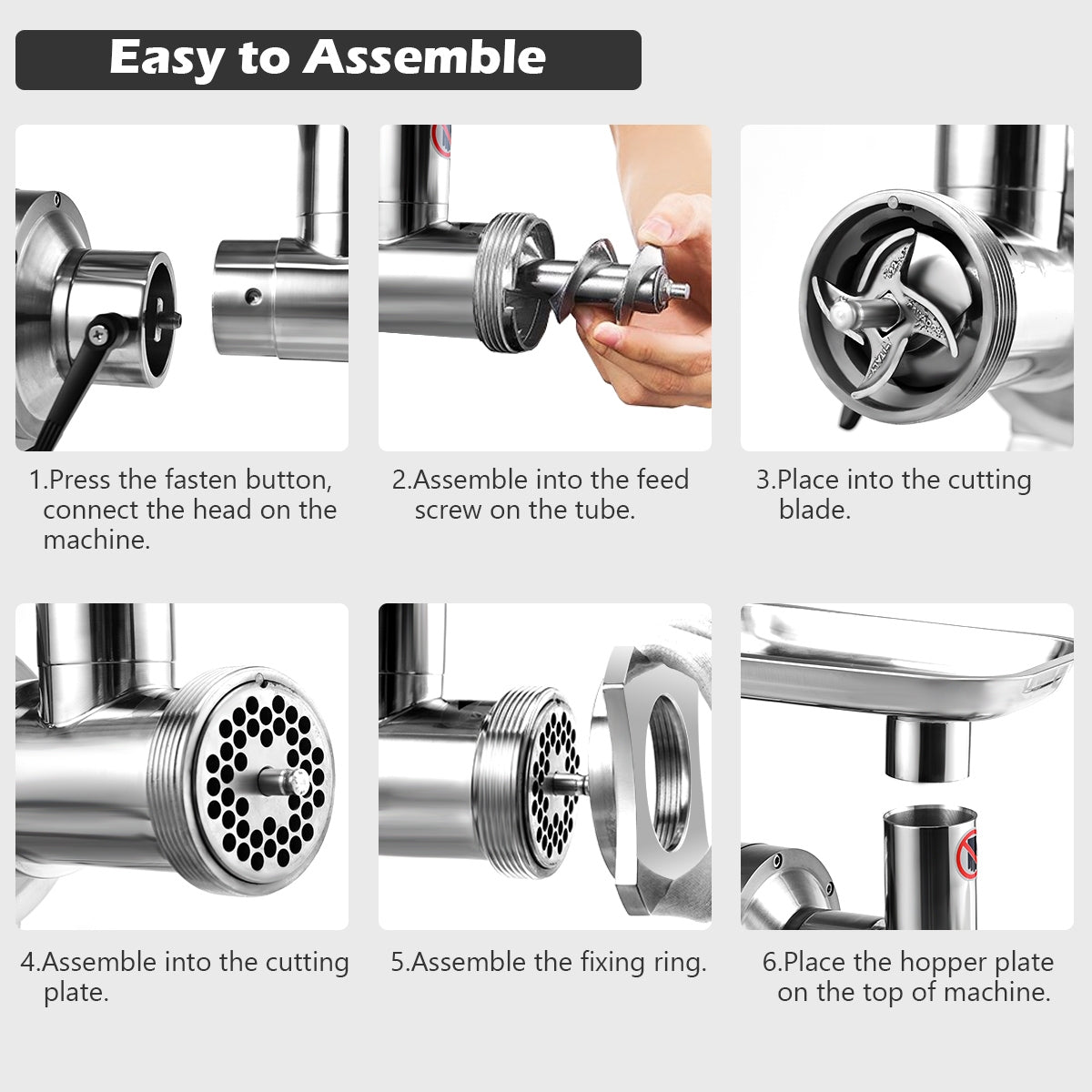 Heavy Duty 1.5HP 1100W 550LB/h Commercial Grade Meat Grinder, Silver Food Grinders & Mills at Gallery Canada