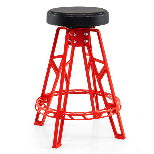 Heavy-Duty Aluminum Garage Bar Chair with 360° Swiveling Seat-RE, Red