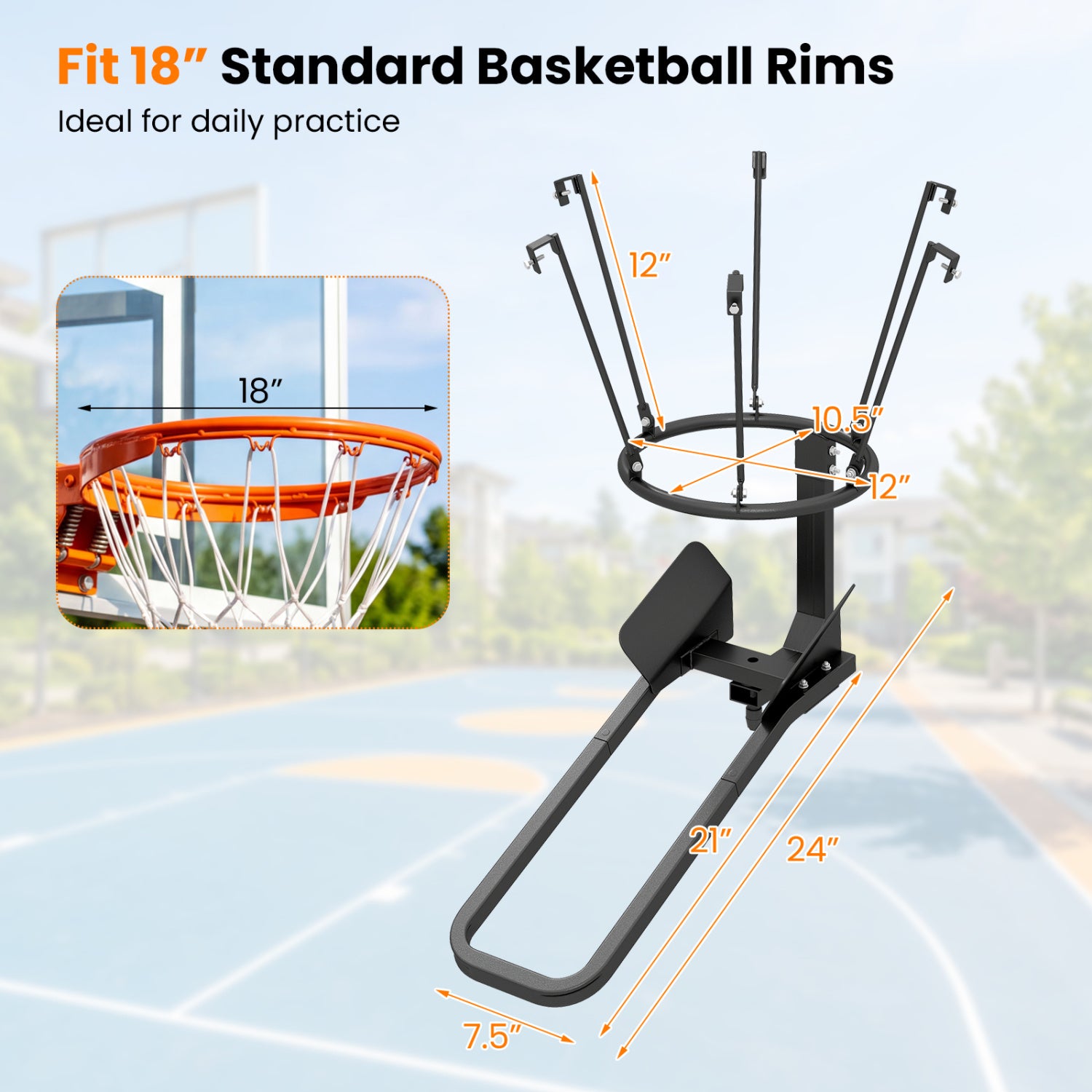 Heavy Duty Basketball Return, 6 Sturdy Hooks Sport Equipments at Gallery Canada