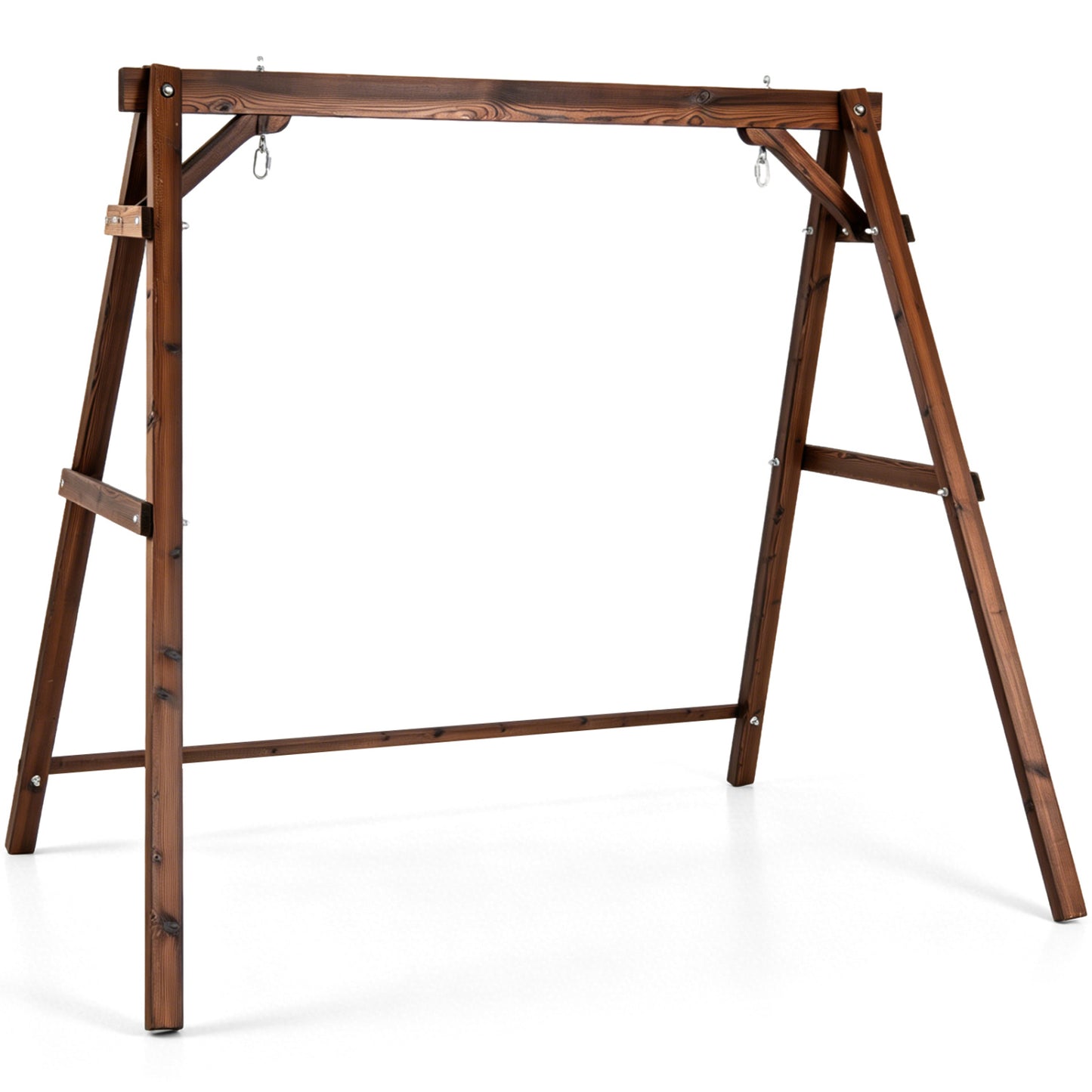 Heavy-Duty Carbonized Fir Wood Swing Frame with Reinforced Bars and 2 Hanging Rings, Brown Porch Swings at Gallery Canada