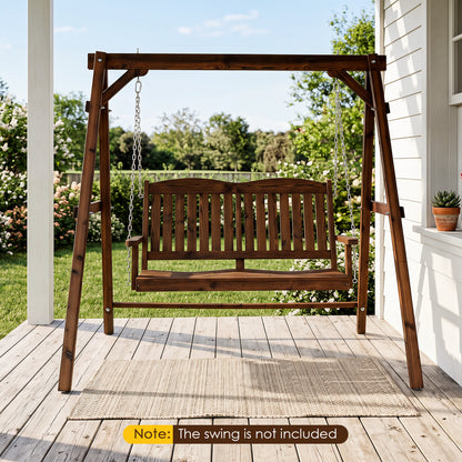 Heavy-Duty Carbonized Fir Wood Swing Frame with Reinforced Bars and 2 Hanging Rings, Brown Porch Swings at Gallery Canada