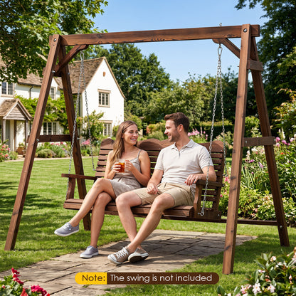 Heavy-Duty Carbonized Fir Wood Swing Frame with Reinforced Bars and 2 Hanging Rings, Brown Porch Swings at Gallery Canada